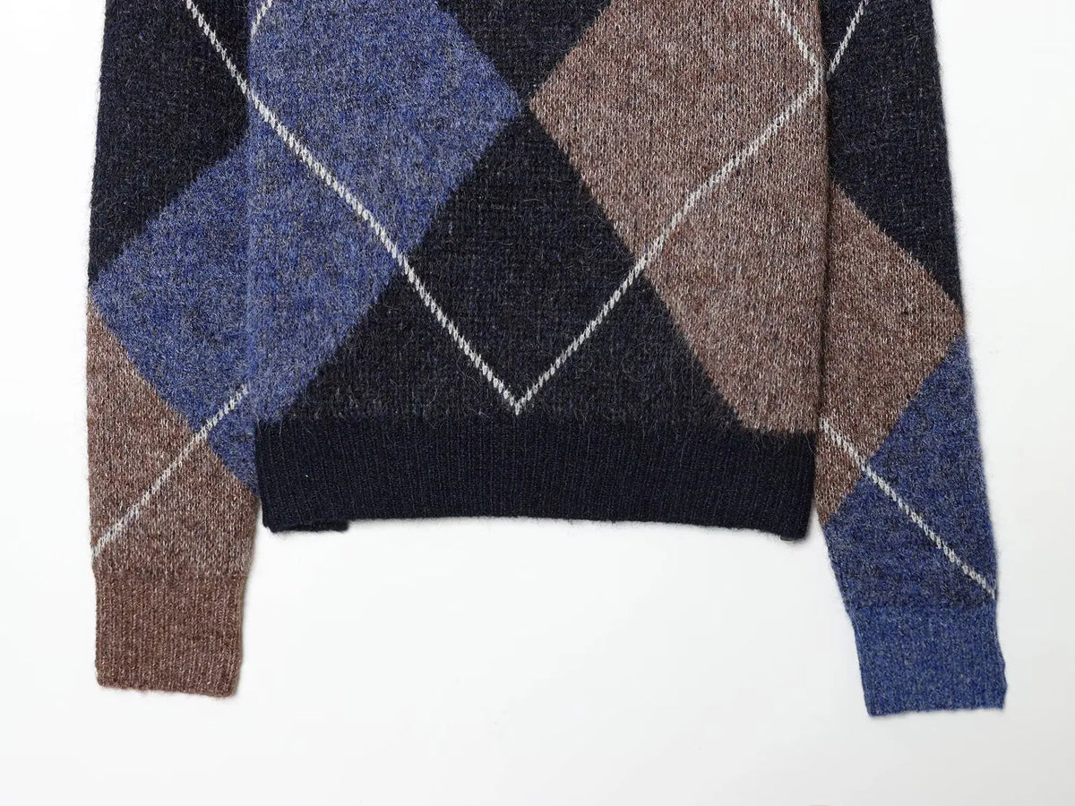 Alene Oversized Argyle Knit Sweater