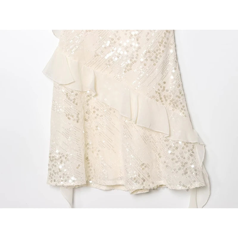 LELI SEQUIN RUFFLE MINI DRESS