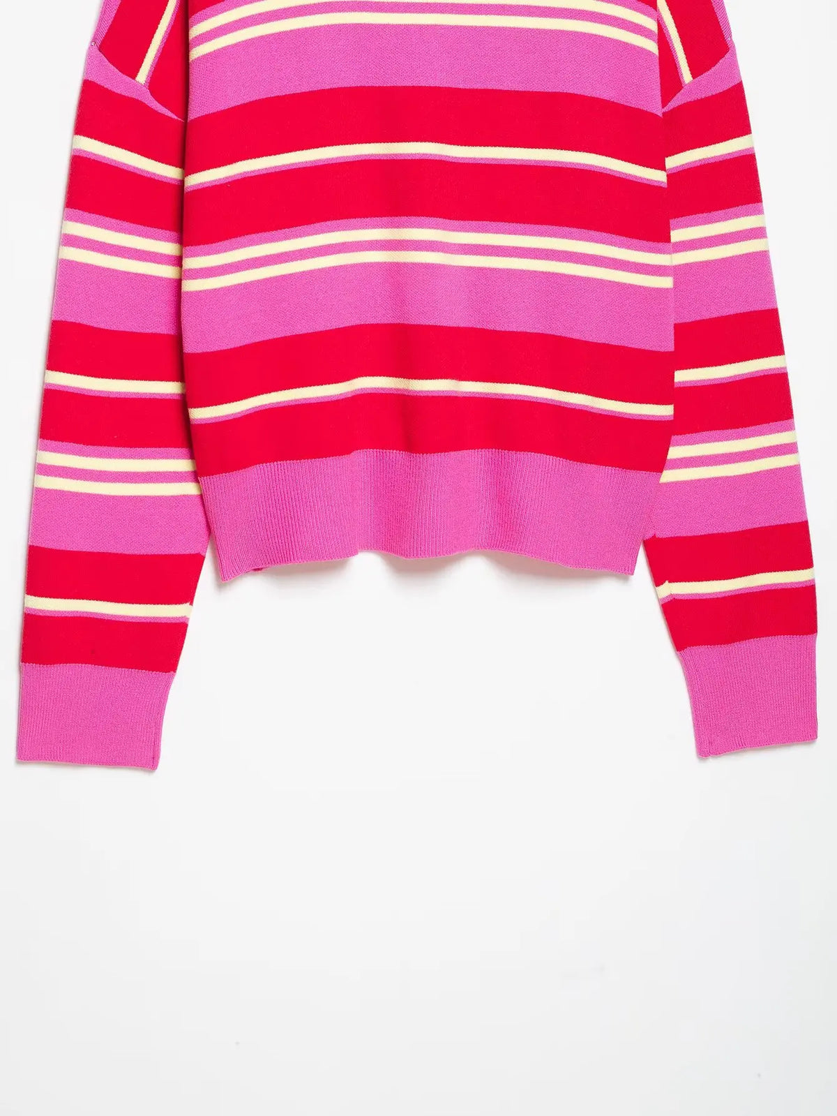 Joelene Striped Polo Collar Knit Sweater
