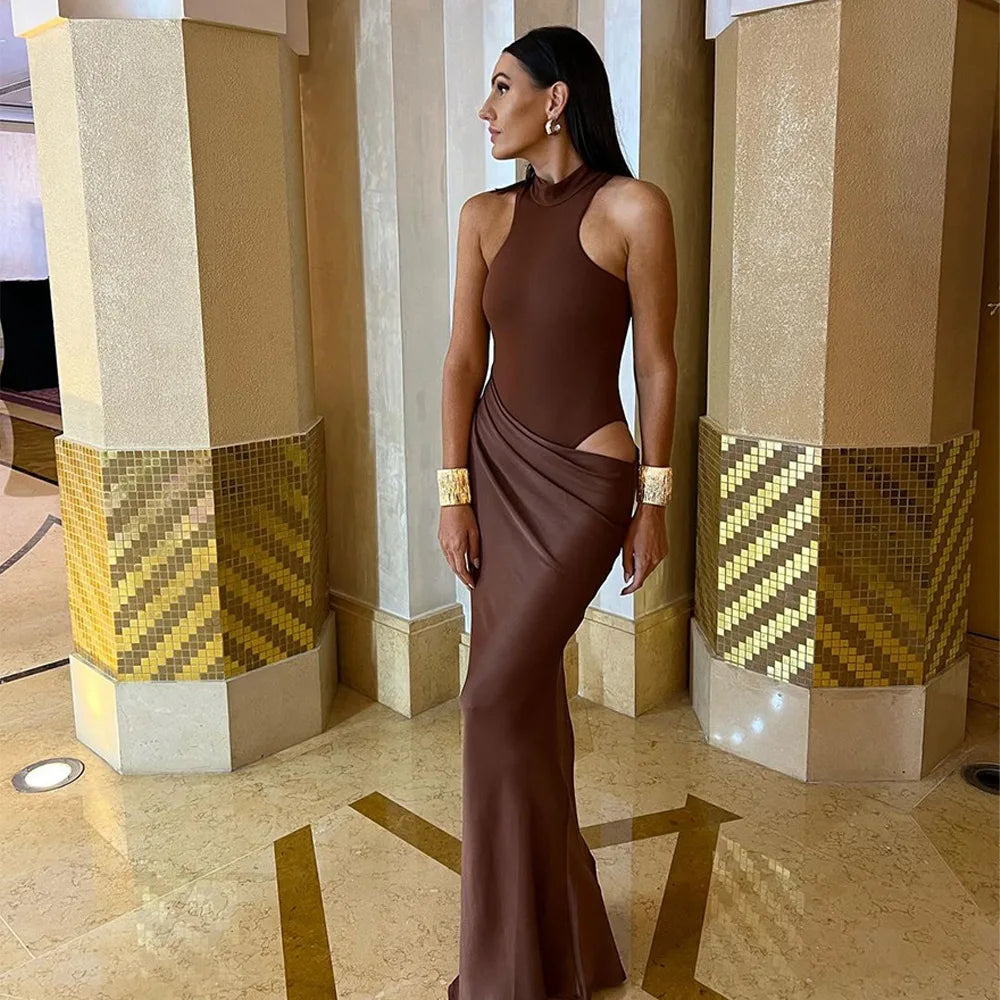 SOLENIE SATIN MAXI DRESS