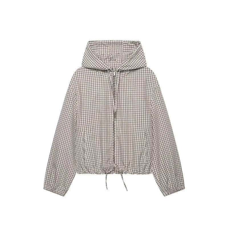 Tawnie Plaid Zip Up Hooded Jacket