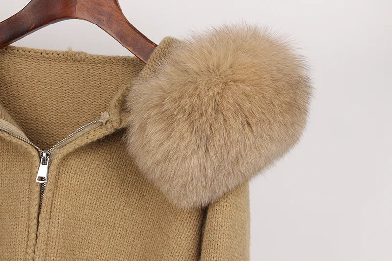 ANAES FOX FUR CARDIGAN JACKET