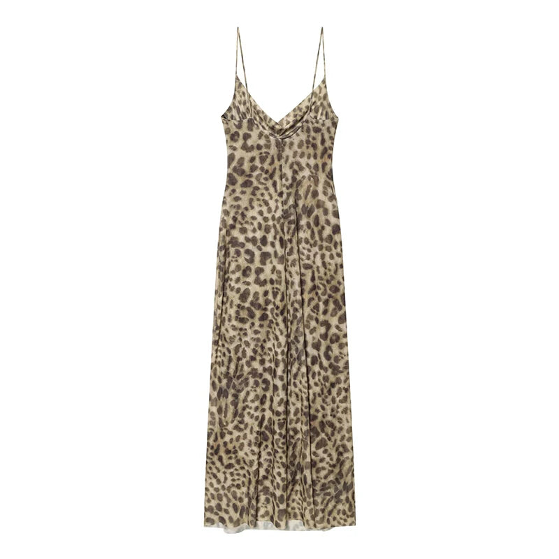 VANA LEOPARD MESH DRESS