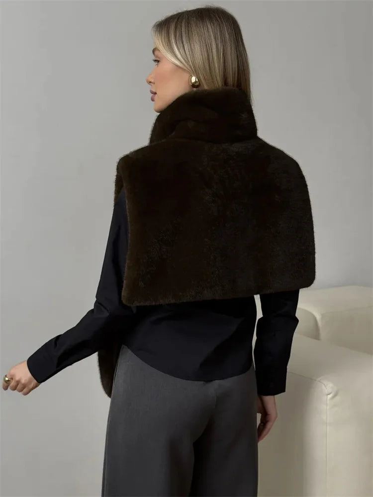 HARLI FAUX FUR TURTLENECK VEST