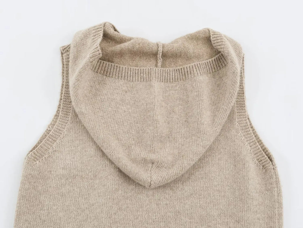 Anna Vintage Casual Hooded Knit Vest