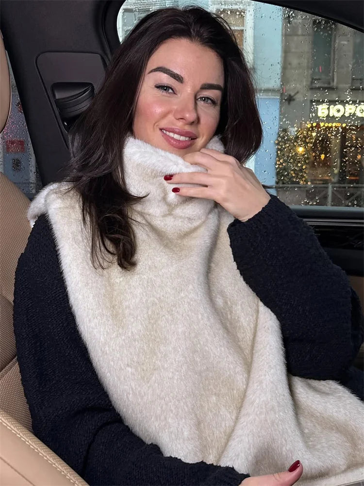 HARLI FAUX FUR TURTLENECK VEST