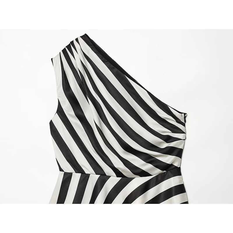 VENI STRIPED ONE SHOULDER BLOUSE