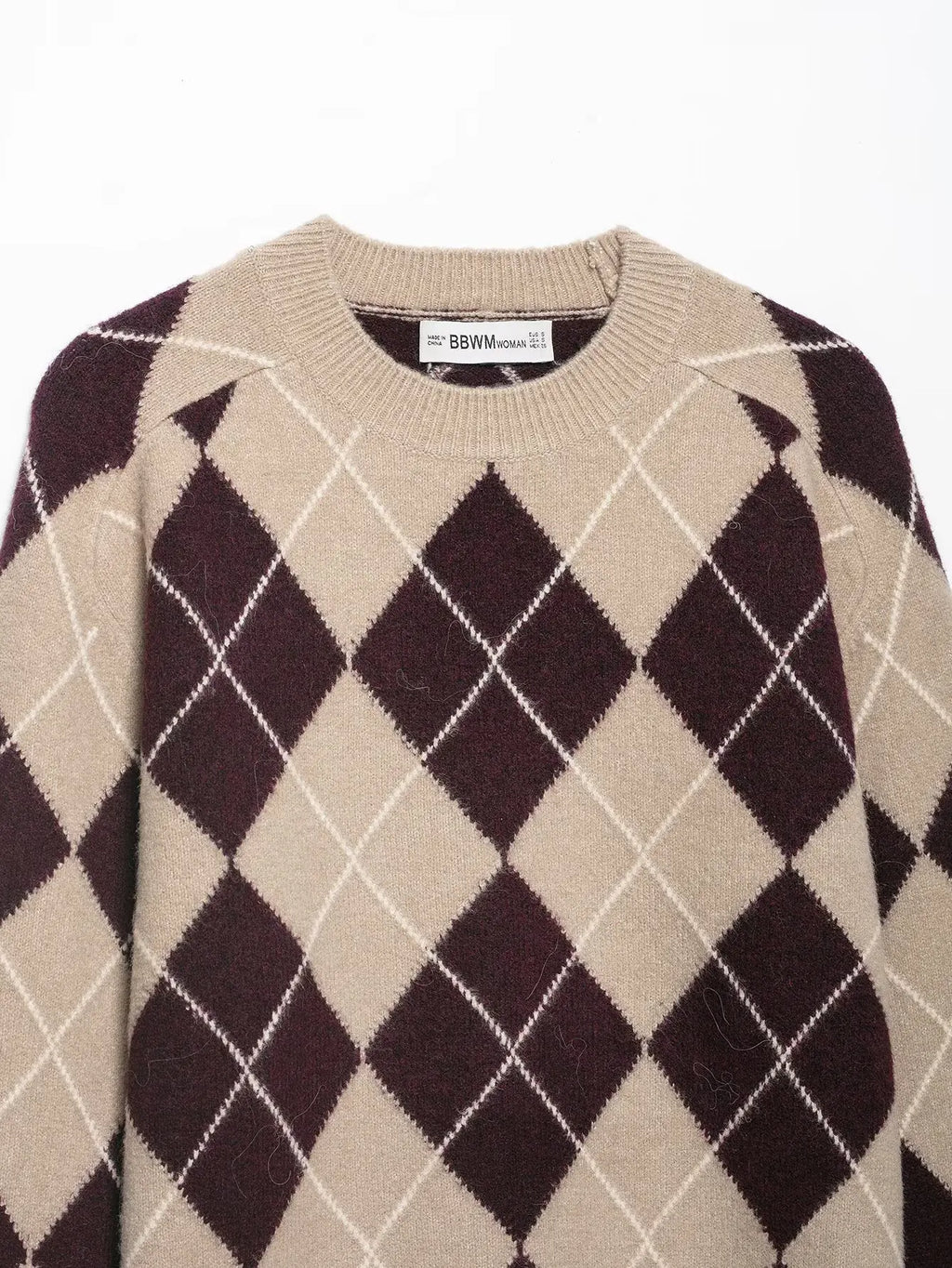 Maida Argyle Knit Crewneck Sweater