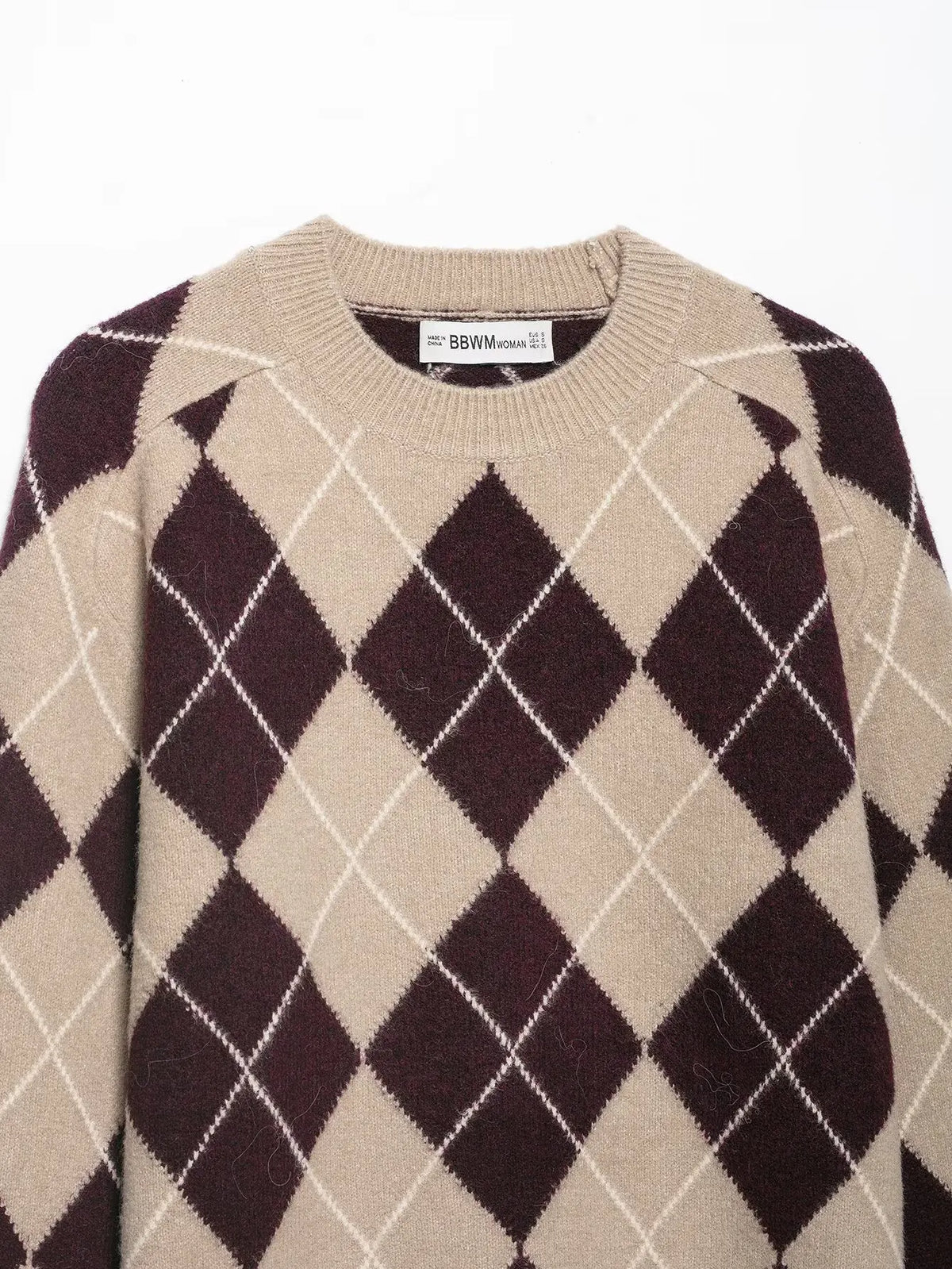 Maida Argyle Knit Crewneck Sweater