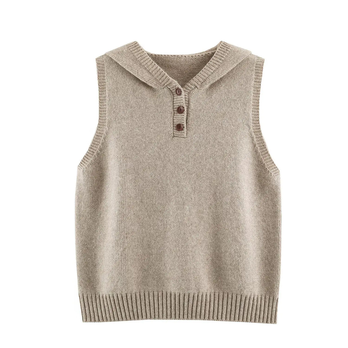 Anna Vintage Casual Hooded Knit Vest