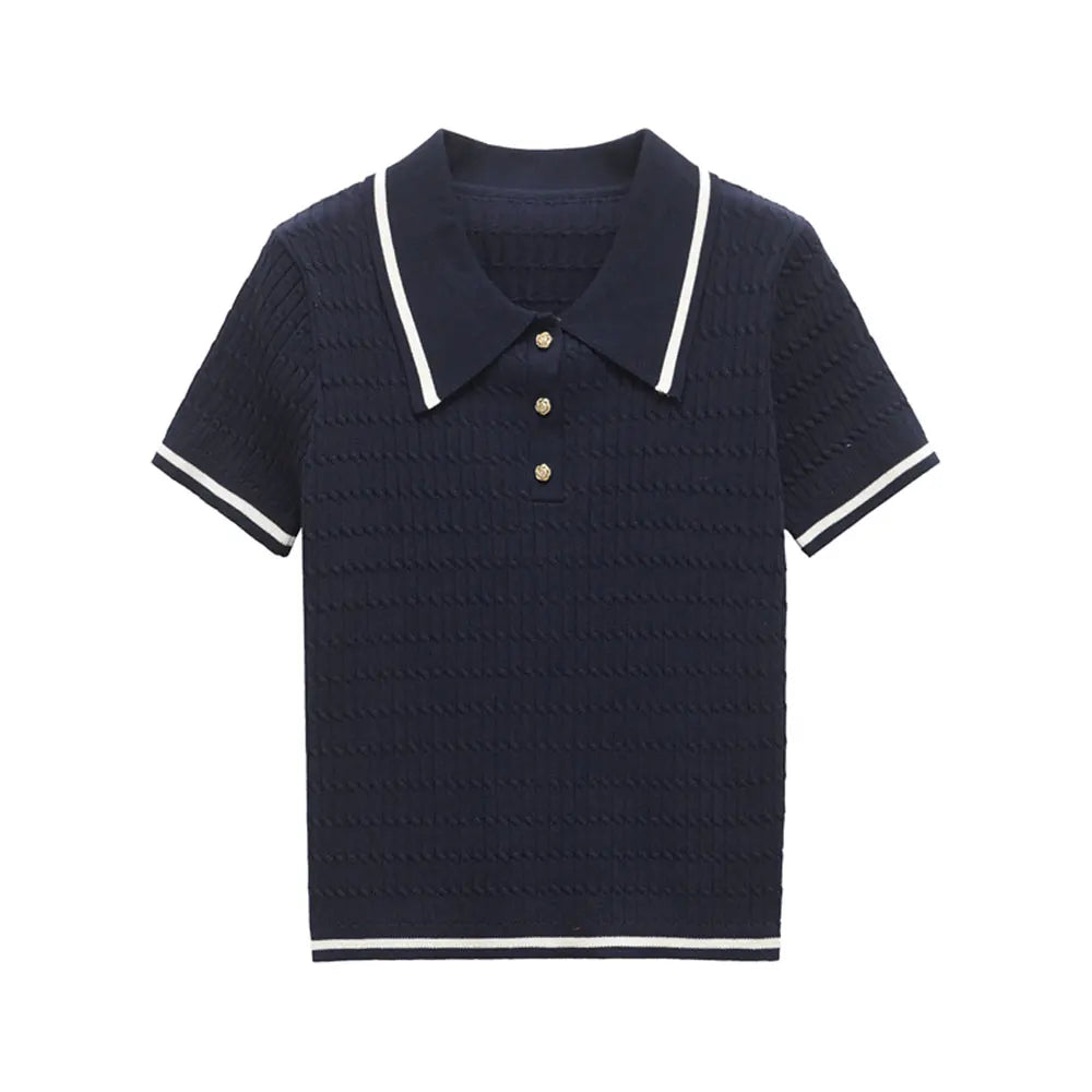 HALLIE KNIT POLO T-SHIRT