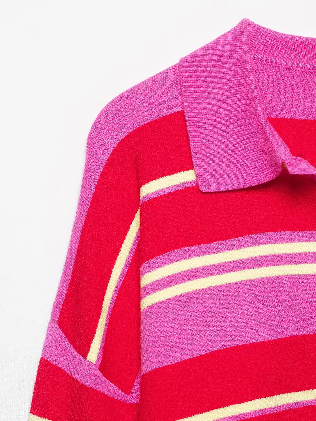 Joelene Striped Polo Collar Knit Sweater