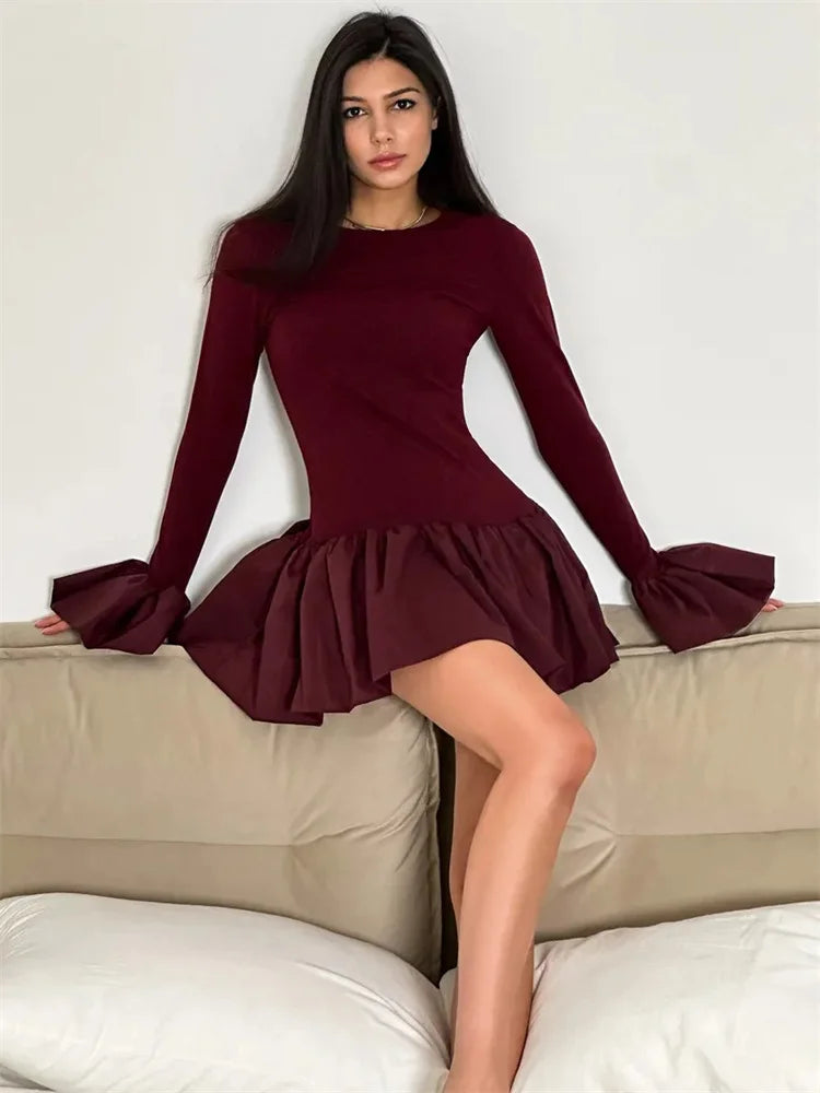 GOCI RUFFLED MINI DRESS