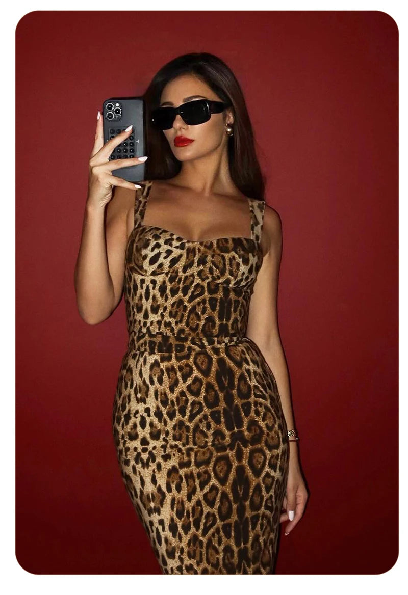 SANI LEOPARD MIDI DRESS