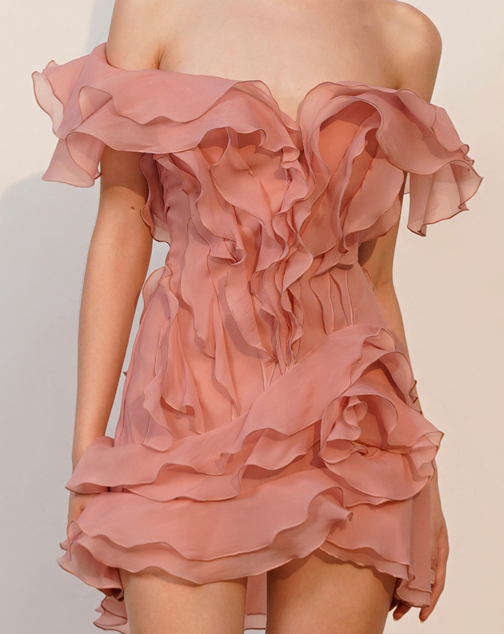 MILANO RUFFLE MINI DRESS PINK