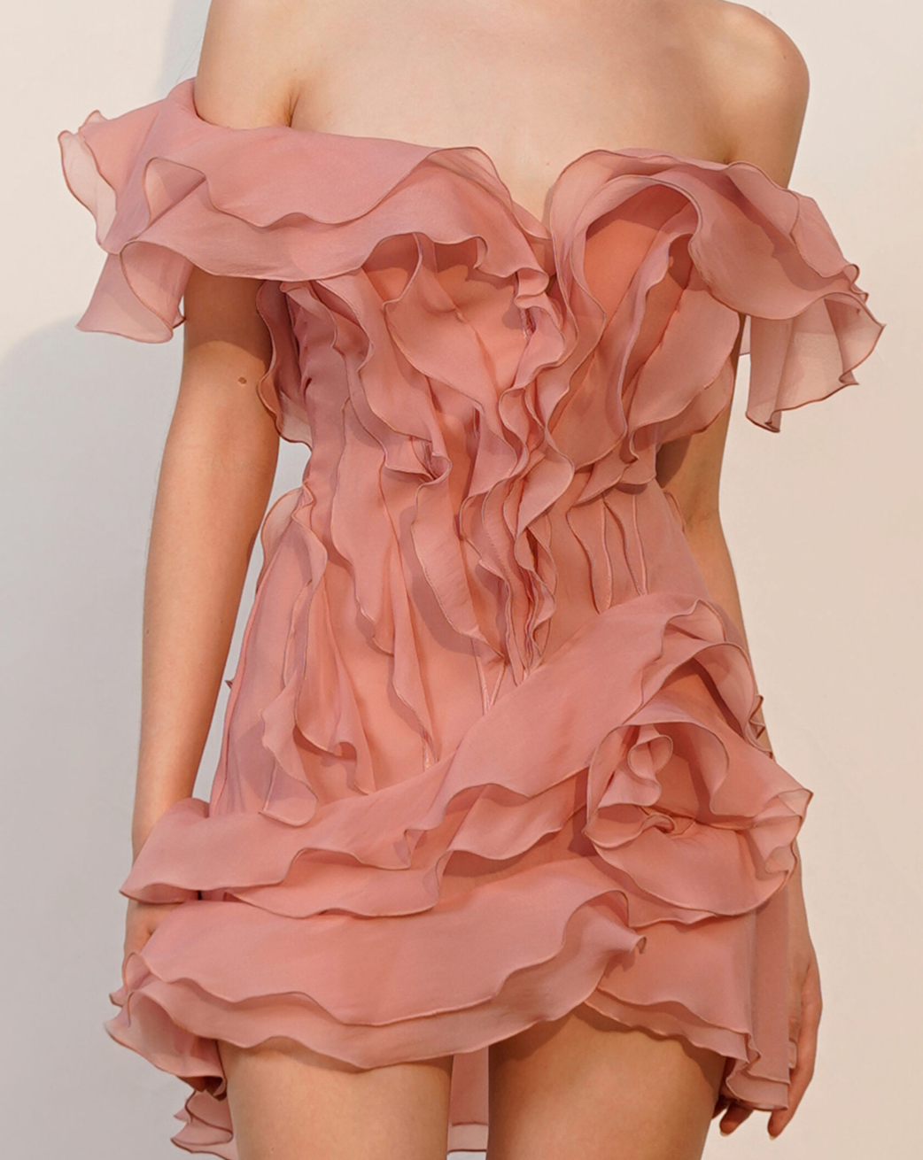 MILANO RUFFLE MINI DRESS PINK