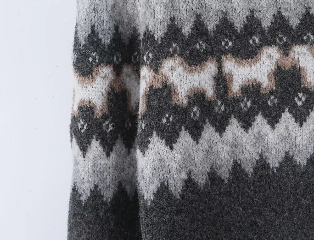 Aurora Nordic Fair Isle Zip-Up Cardigan