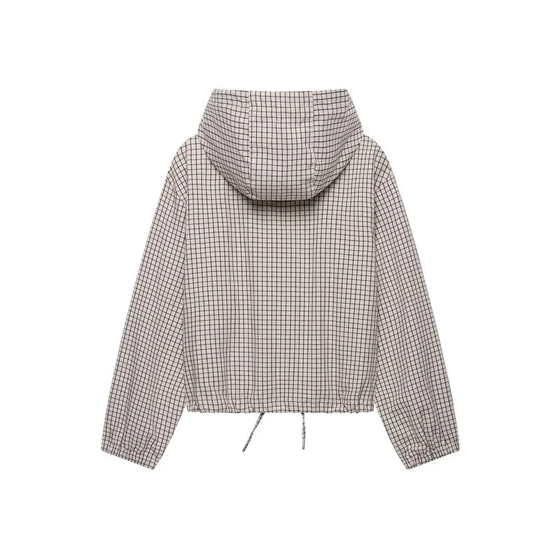 Tawnie Plaid Zip Up Hooded Jacket
