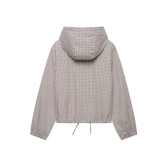 Tawnie Plaid Zip Up Hooded Jacket