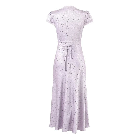 CHARIS POLKA DOT MIDI DRESS LILAC