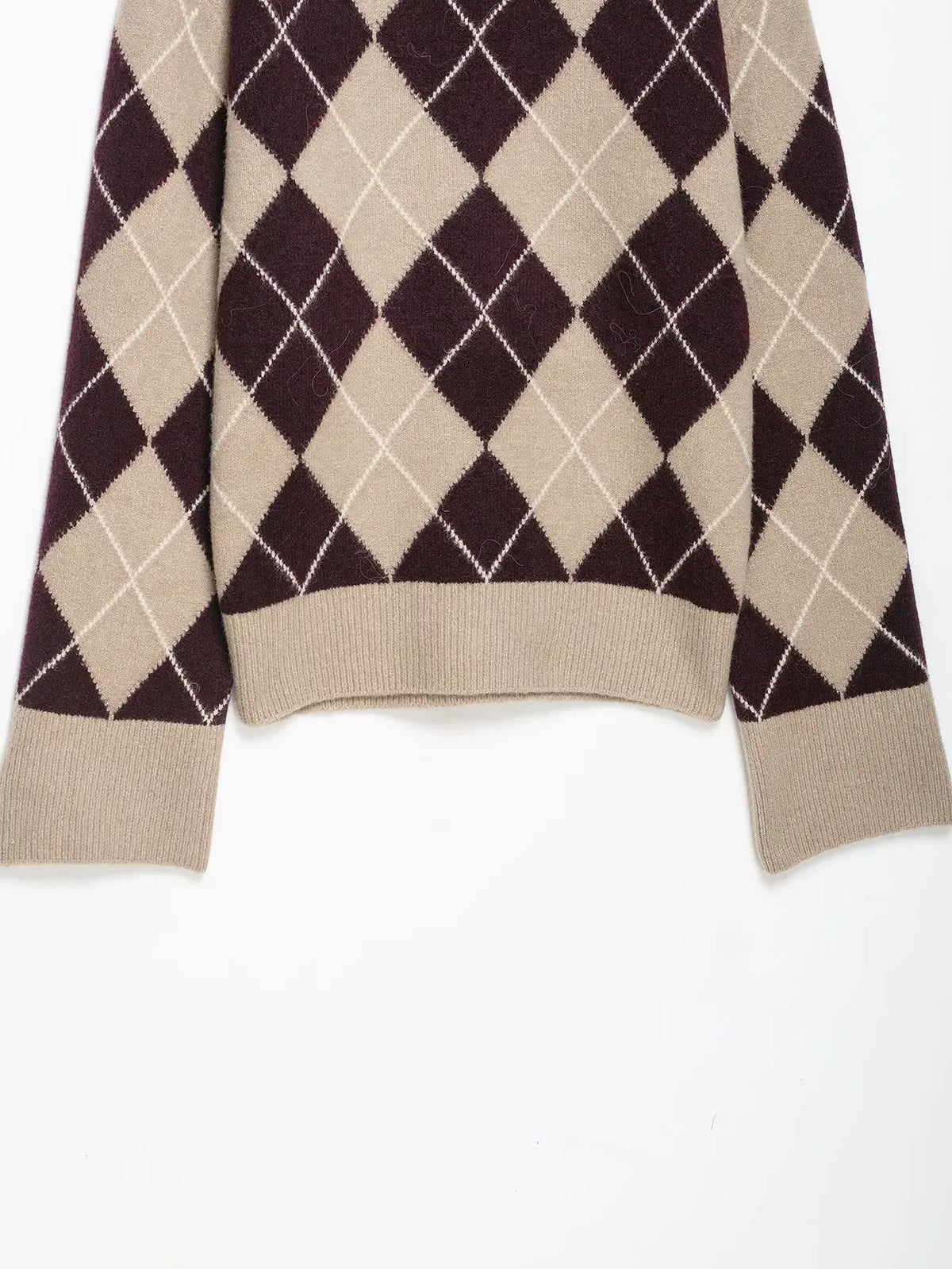 Maida Argyle Knit Crewneck Sweater