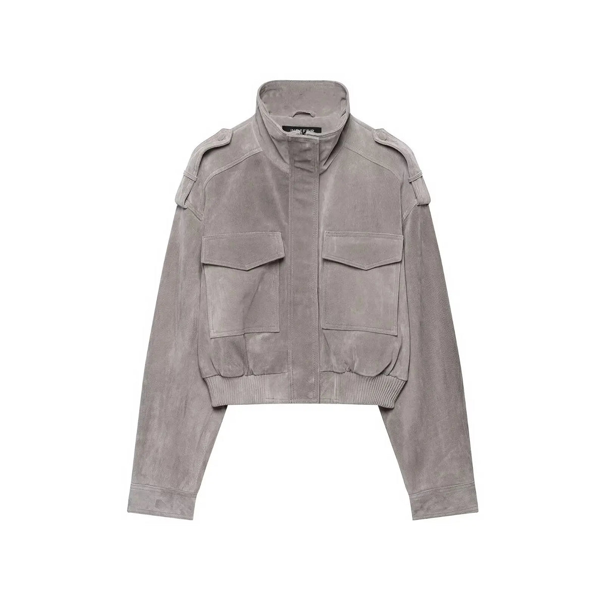 Hannah Cropped Suede Bomber Jacket