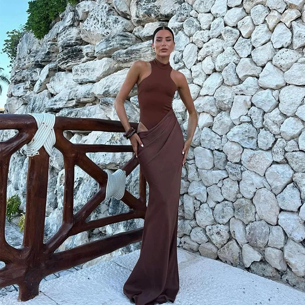 SOLENIE SATIN MAXI DRESS