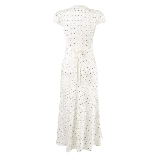 CHARIS POLKA DOT MIDI DRESS WHITE