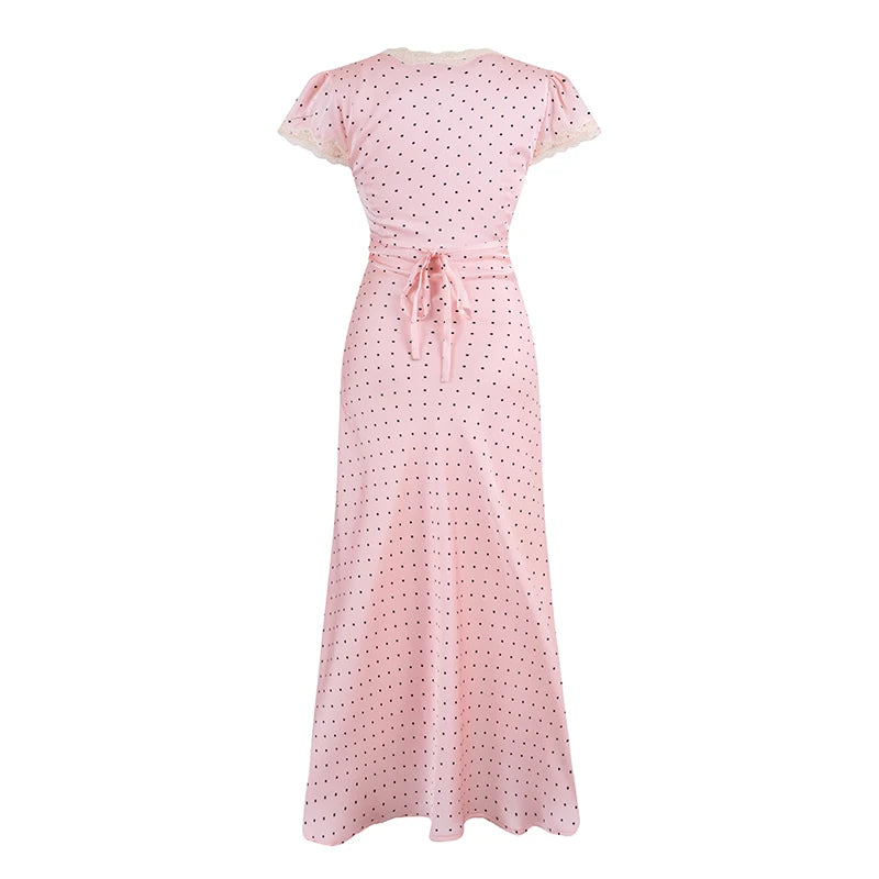 CHARIS POLKA DOT MIDI DRESS PINK
