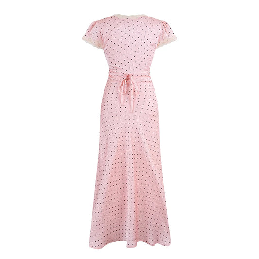 CHARIS POLKA DOT MIDI DRESS PINK