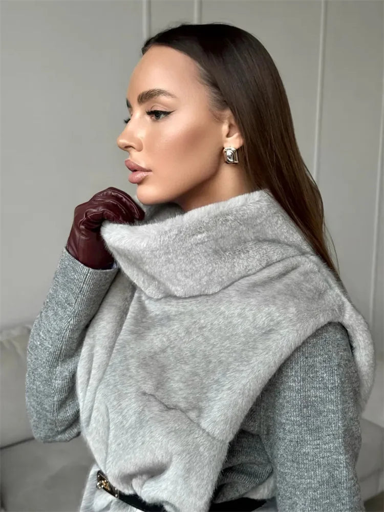 HARLI FAUX FUR TURTLENECK VEST