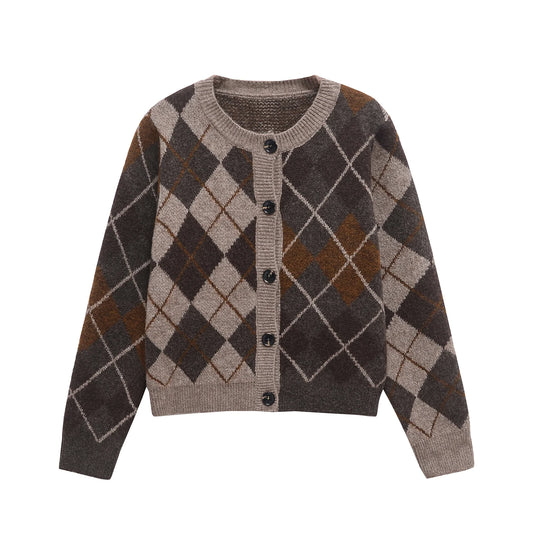 Dani Argyle Knit Cardigan