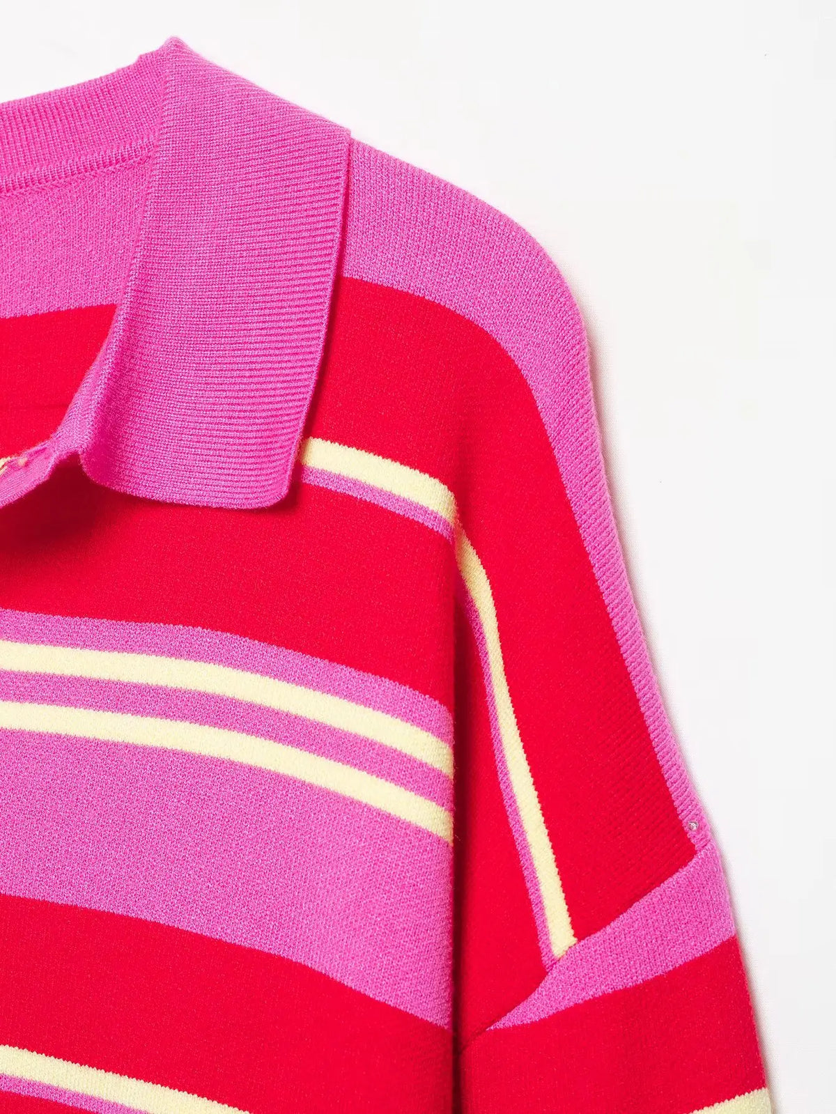 Joelene Striped Polo Collar Knit Sweater