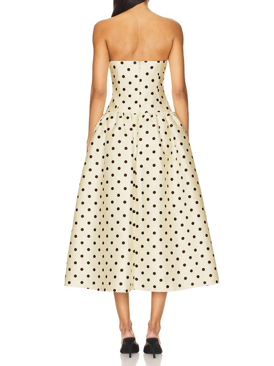 LANA POLKA DOT MIDI DRESS