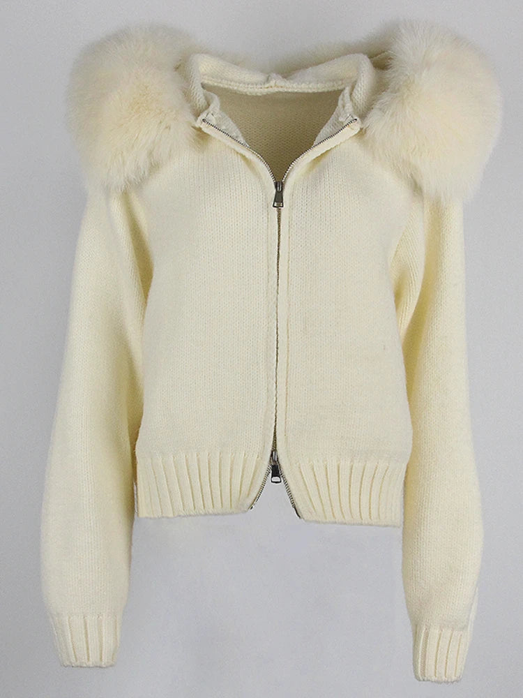ANAES FOX FUR CARDIGAN JACKET