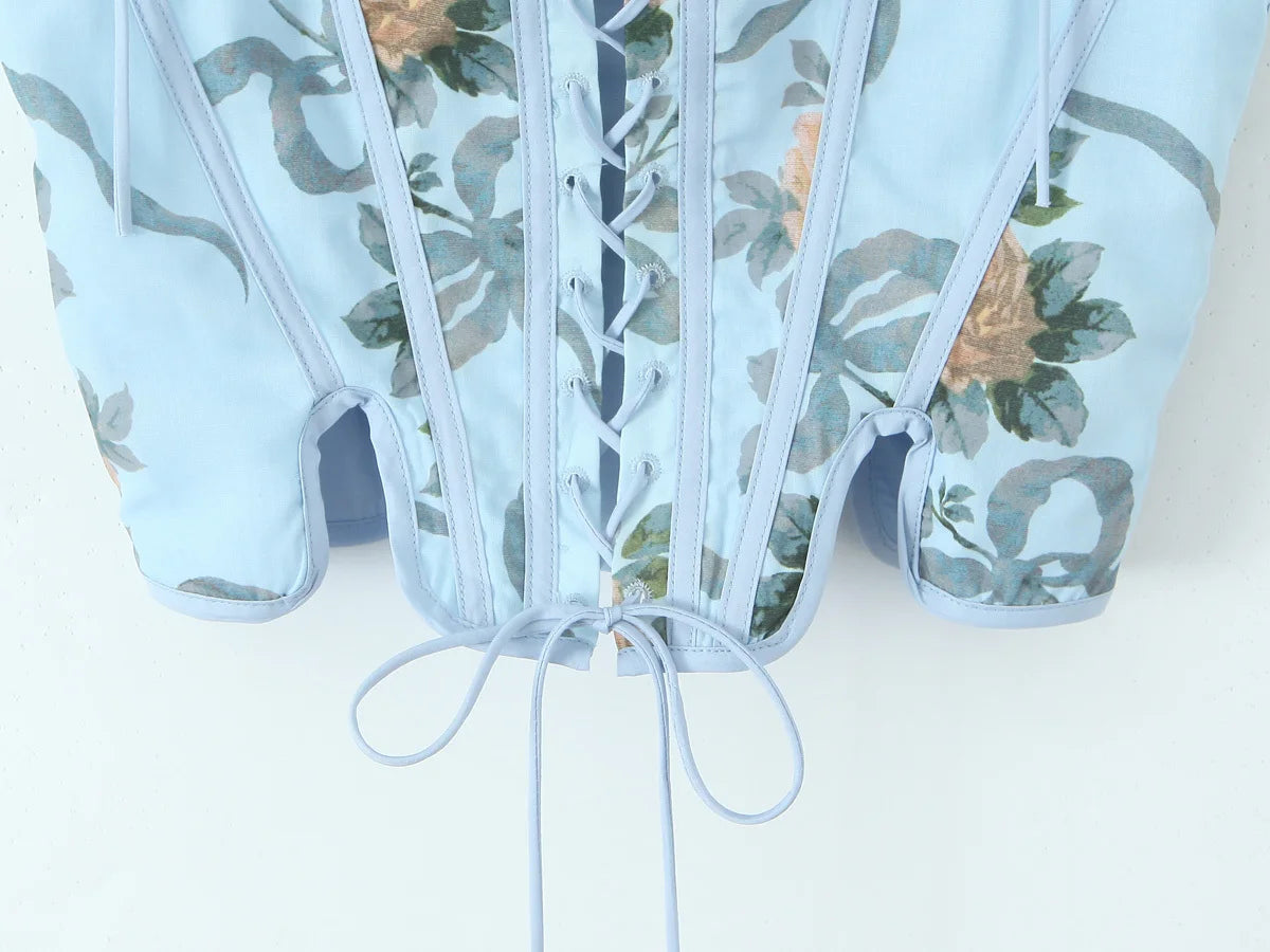 PENY FLORAL LACE UP TOP