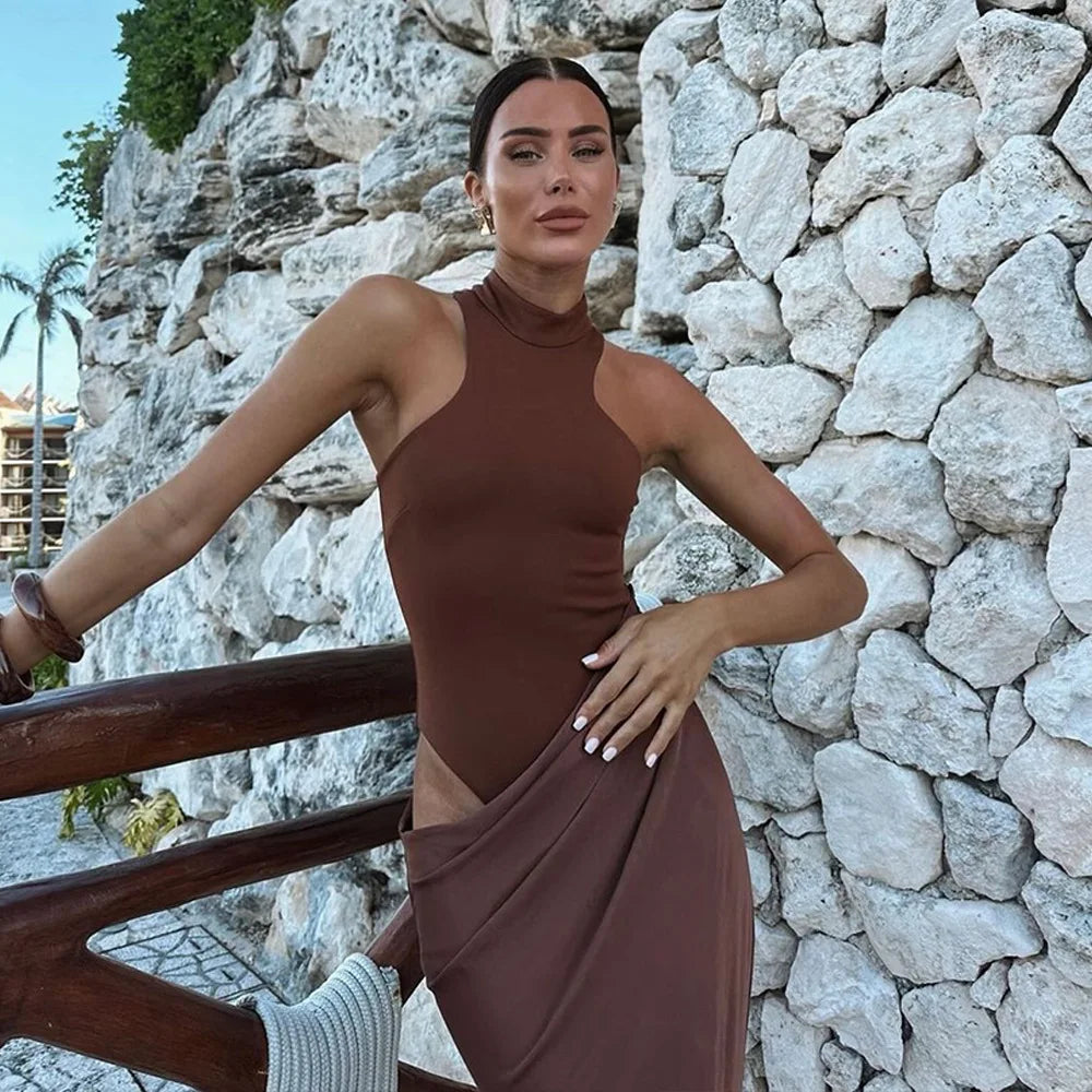 SOLENIE SATIN MAXI DRESS