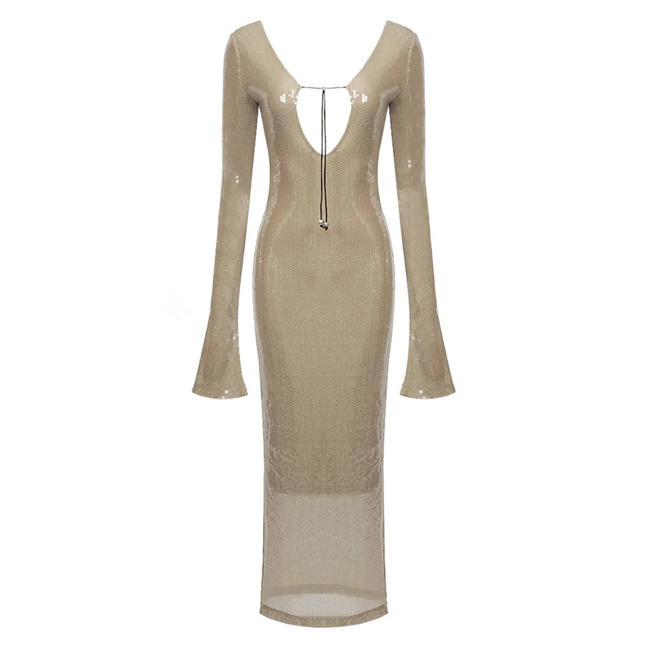 CHLOI LACE UP SEQUIN DRESS