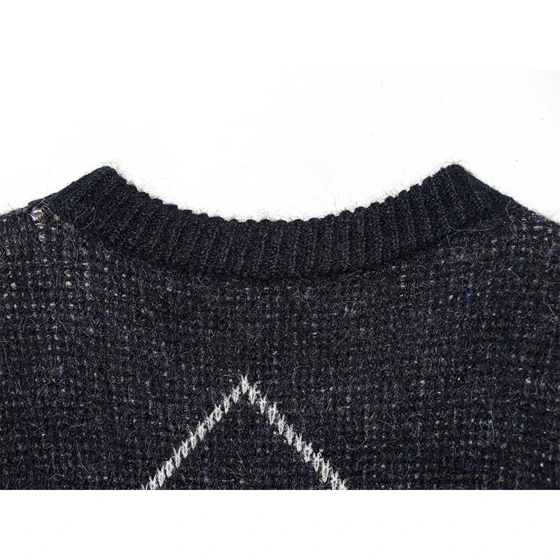 Alene Oversized Argyle Knit Sweater