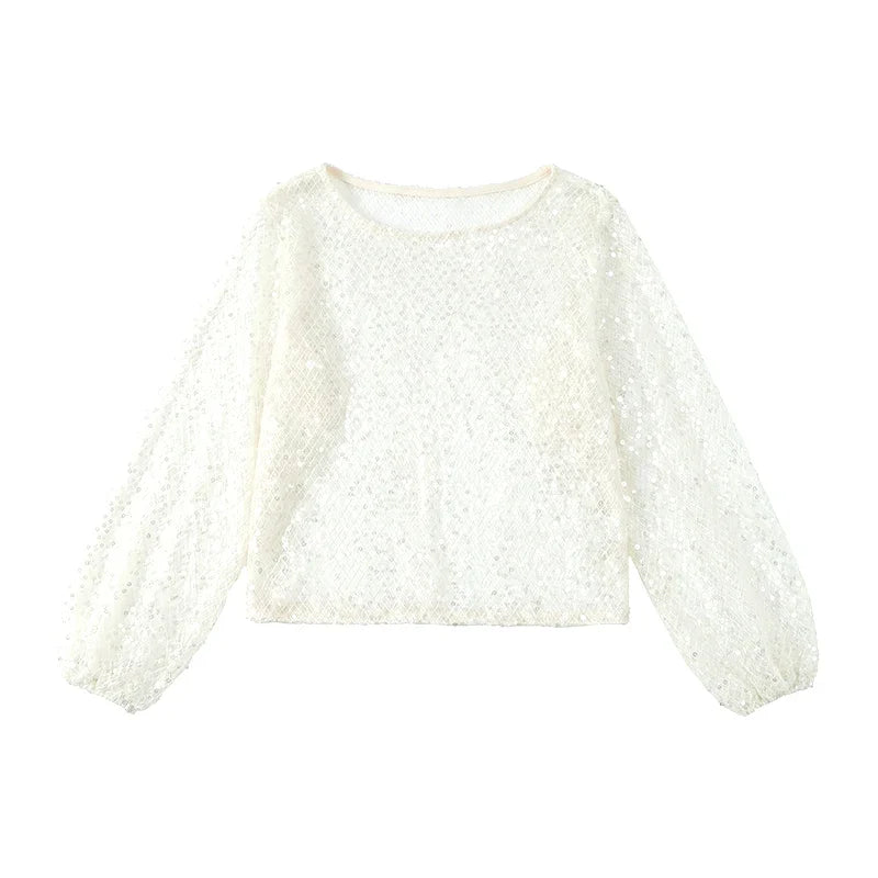Amy Sequin Mesh Blouse