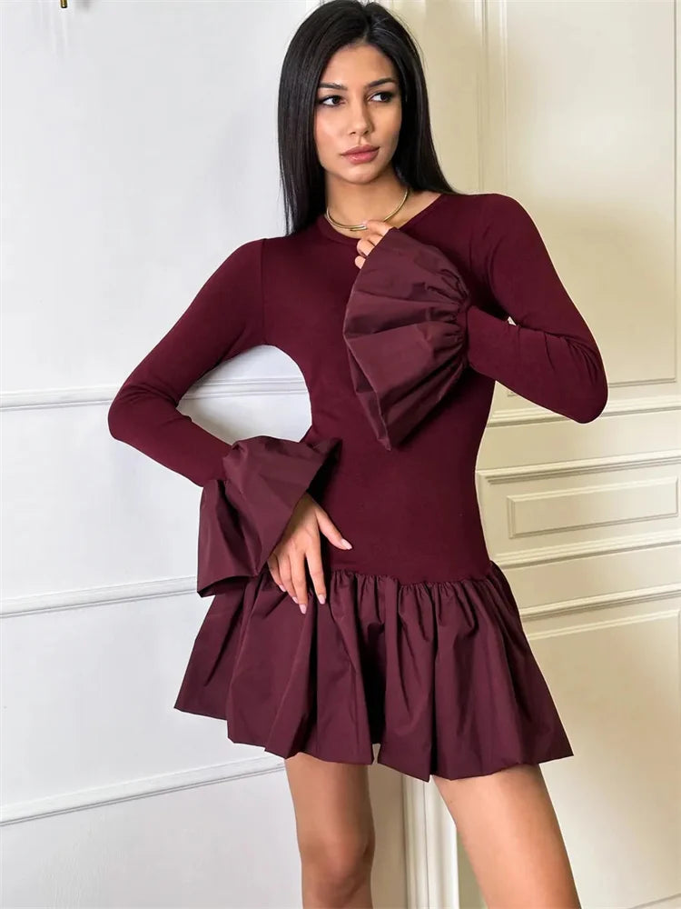 GOCI RUFFLED MINI DRESS