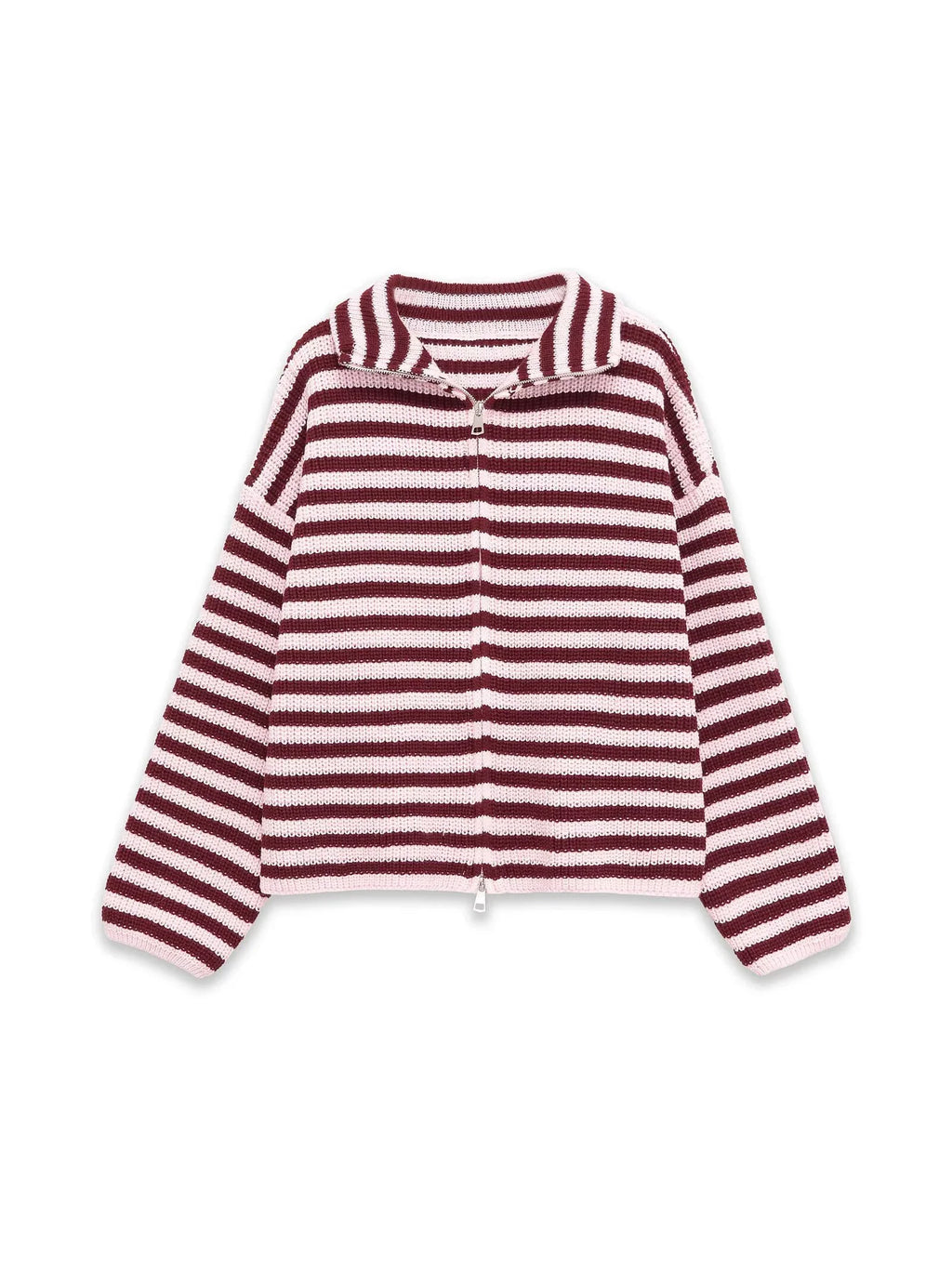 Maia Zip Up Striped Cardigan