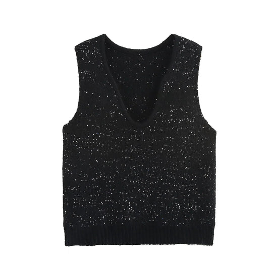 SEQUIN KNITTED SWEATER VEST