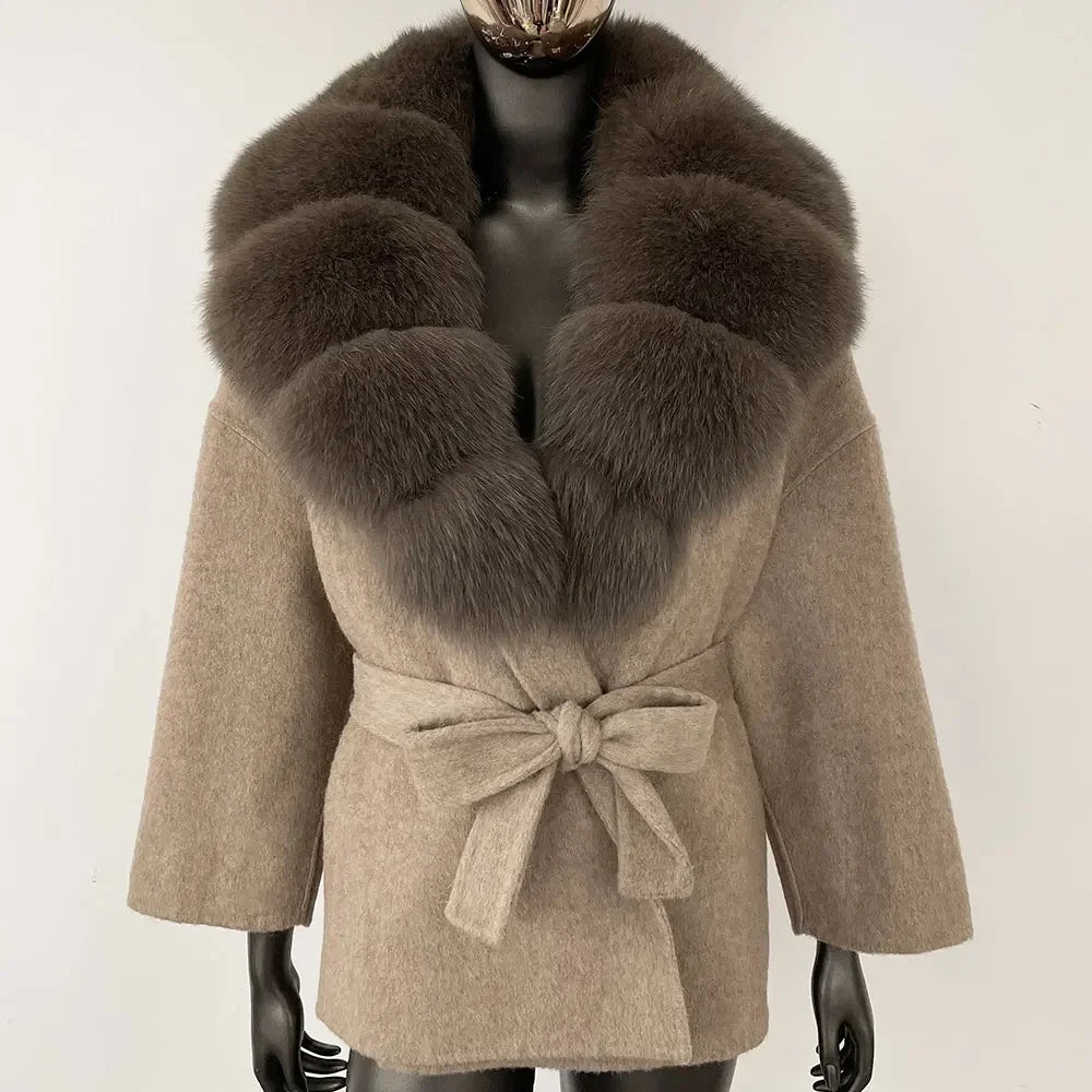 LOLA WOOL BLEND FOX FUR COAT