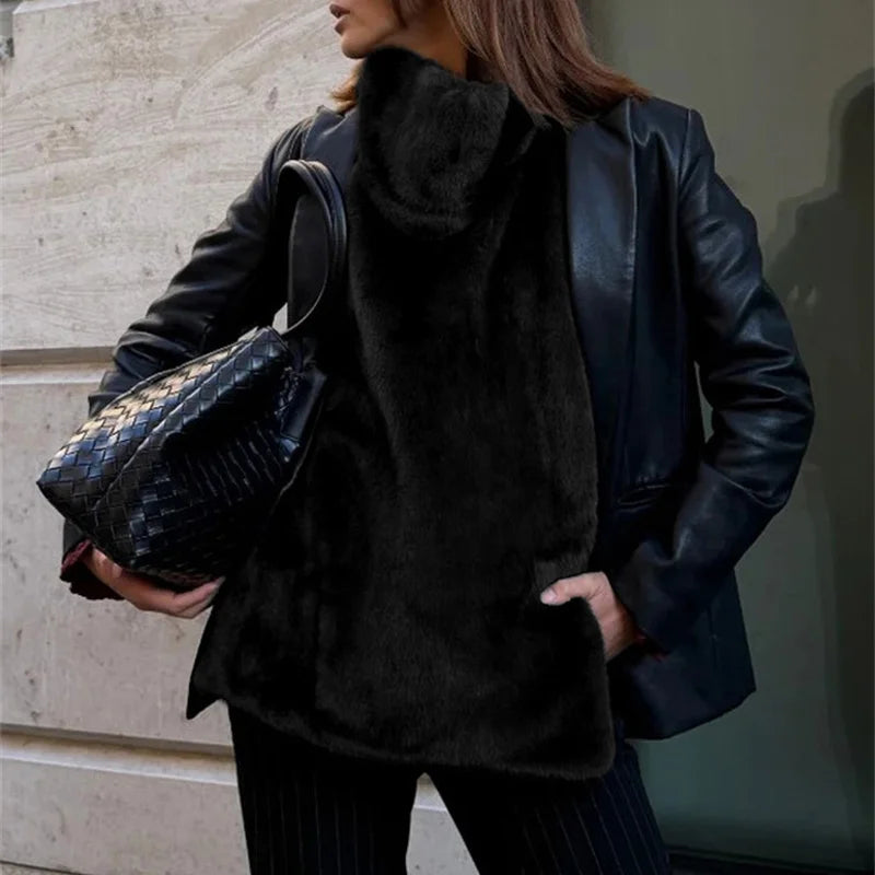 HARLI FAUX FUR TURTLENECK VEST