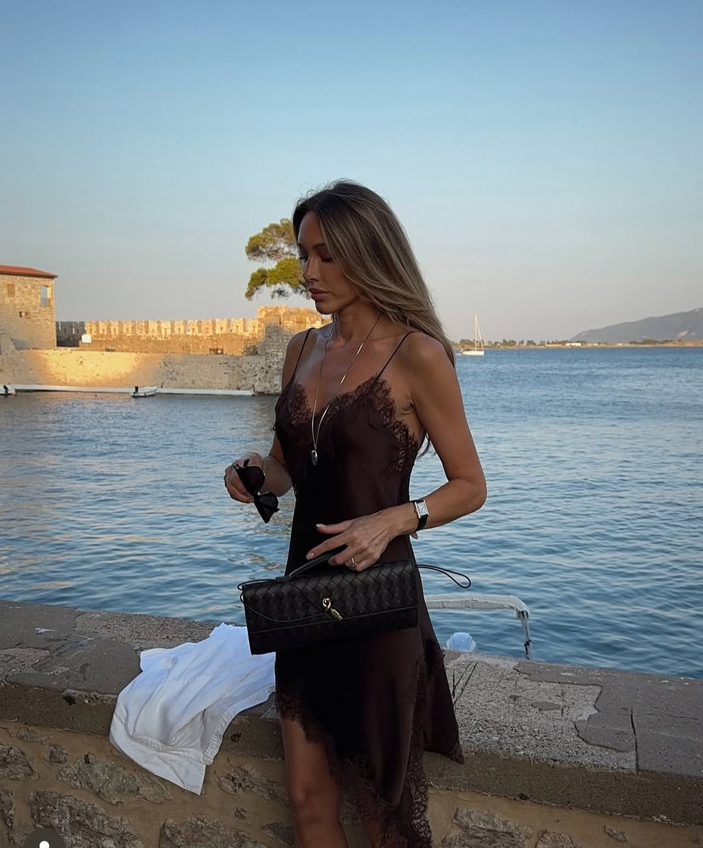 AMAYA LACE SATIN DRESS