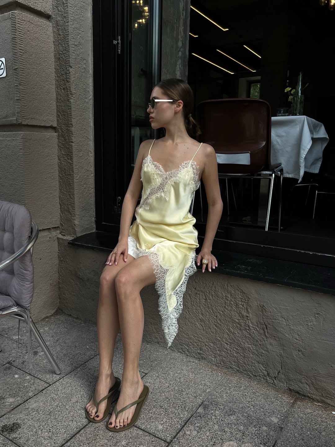 AMAYA LACE SATIN DRESS