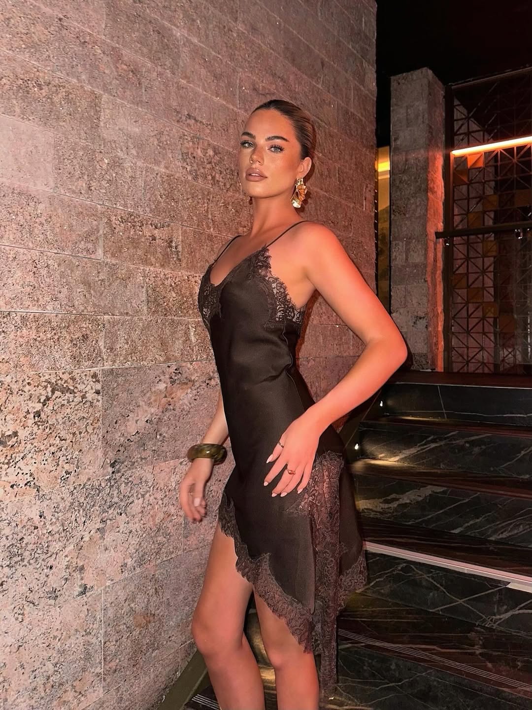 AMAYA LACE SATIN DRESS