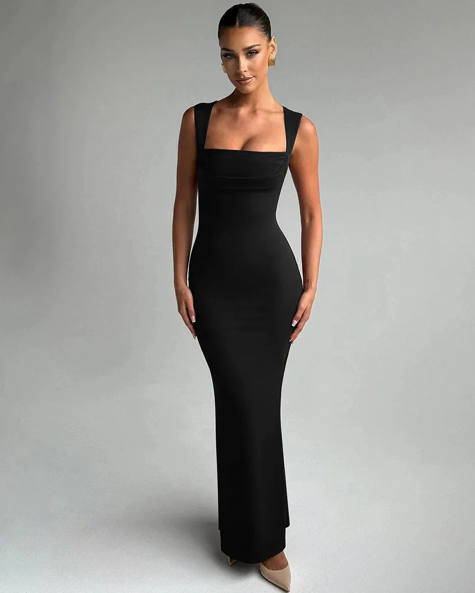 black midi dress