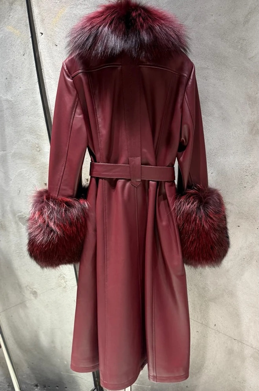 MARGOT FOX FUR LEATHER TRENCH COAT